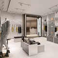 Modern Clothing Store Window Display With Mannequins Clothing Racks And Bright Lighting