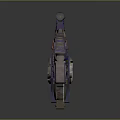 Futuristic Weapon With Red Blue Color Glowing Blue Circles Mechanical Structure And Reflective Surface