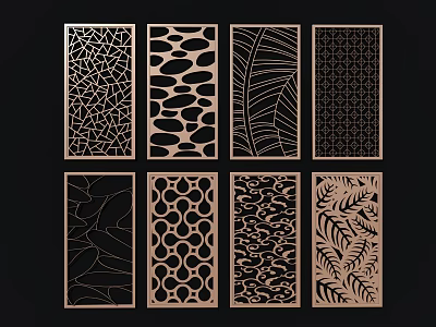 Decorative Room Dividers With Various Laser Cut Patterns For Home Decor 3d model
