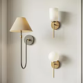 Modern Wall Lamps With Golden Base Beige Shade And White Globe Design