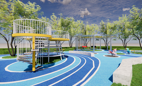 Modern children's play area 3d model