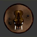 Cartoon Wild Boar Character 3D Model With Brown Bristles Big Eyes Tusks And Circular Base