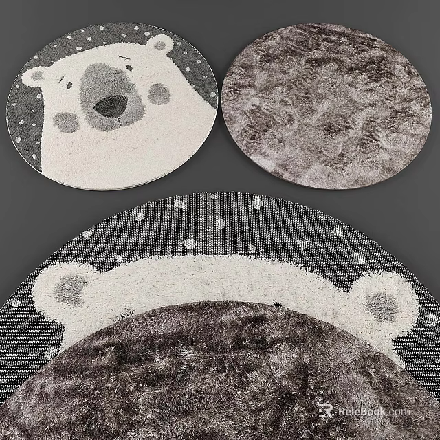 Round Polar Bear Pattern Rug With Soft Texture And Cozy Design For Home Decor 3d model