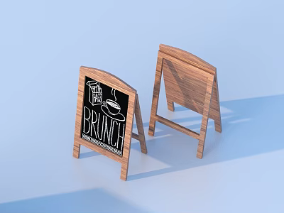 Wooden Chalkboard Easel Home Supplies For Brunch Menu Display And Decoration 3d model