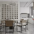 Modern Living And Dining Room Interior With White Sofa Glass Coffee Table And TV Wall