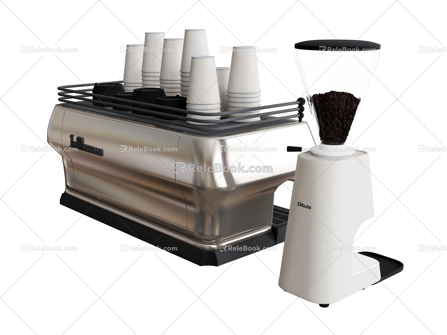 coffee machine semi-automatic coffee grinder coffee cup 3d model