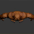 Fierce Orange Fur Monster Character With Muscular Build Sharp Claws And Standing Posture