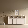 Modern Entryway Console Table And Side Cabinet With Decorative Items Plant And Wall Painting
