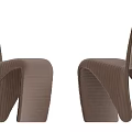 Modern Leisure Chairs With Curved Design And Beige Brown Fabric Upholstery
