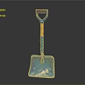 Blue Metal Shovel With Orange Handle And Glossy Head Design