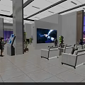 Modern Government Service Center Hall With Service Counter Information Displays And Seating Area