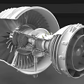Industrial Turbofan Engine Cross Section Showing Internal Structure With Blades And Mechanical Components 3d model