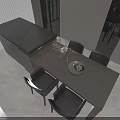 Modern Dining Table Set With Four Chairs Minimalist Design And Natural Light 3d model