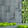 Modern Garden Decor Accent With Water Wall Living Green Wall Small Plants And Stone