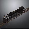 Vintage Black Model Train with White Front on Railroad Tracks and Classic Design