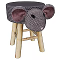 Cute Mouse Shaped Stool With Crocheted Seat And Wooden Legs For Kids Room