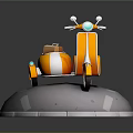 Orange Electric Toy Scooter with Sidecar Cute Design for Kids Play