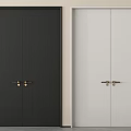 Black And White Double Doors With Golden Handles For Modern Home Interior