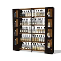 Double Door Liquor Cabinet With Multiple Shelves Filled With Various Bottles