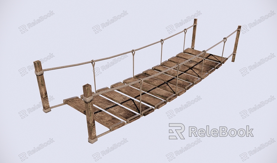 Modern Landscape Bridge Wooden Suspension Bridge Rope Bridge Landscape Wooden Bridge Rope Wooden Suspension Bridge model