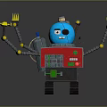 Colorful Mechanical Robot With Blue Head Red Body Track Wheels Mechanical Arms And Antenna