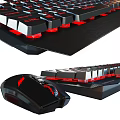 Black Gaming Keyboard and Mouse Set with Red Backlit LED for Computer Use 3d model