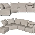 Light Beige L Shaped Sectional Sofa With Multiple Plush Cushions Modern Design 3d model