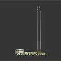 Light Colored Truck Model With Heavy Duty Trailer On Dark Reflective Surface