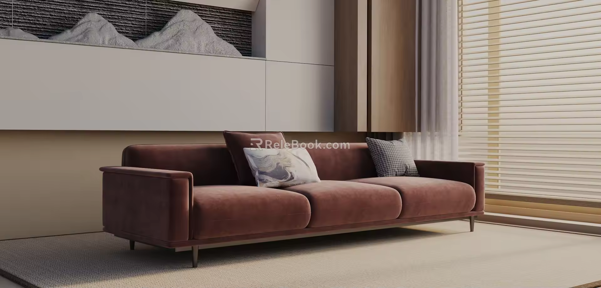 Modern three-seat sofa 3d model