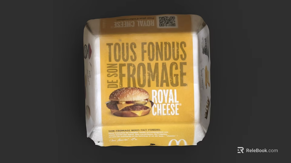 Tasty McDonald's Royal Cheese Burger With Melted Cheese In Packaging 3d model 