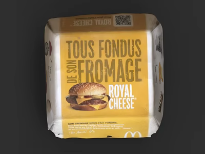 Tasty McDonald's Royal Cheese Burger With Melted Cheese In Packaging 3d model