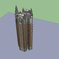 Tall Building Architectural Model Featuring Spires Intricate Exterior And Multiple Floors