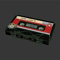 Vintage Red And Black Cassette Tape With Door Lock Label And Stickers