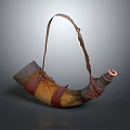 Cow Horn Handcrafted Musical Horn With Leather Straps And Natural Surface