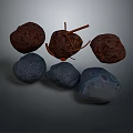 Wood Stone Material Rocks In Different Colors With Rough Textures And Small Branch Accents