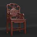 Traditional Chinese Style Mahogany Wood Single Chair With Intricate Carved Patterns
