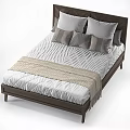 Modern Wooden Bed Frame With Gray Pillows White Bedspread And Fringed Blanket