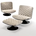 Modern Single Sofa With Quilted Upholstery Black Base And Matching Ottoman 3d model