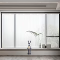 Modern Venetian Blinds On Large Window With Sill Rabbit Doll Plant Books And Wooden Floor