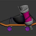 Creative Skateboard Device With Pot Red Pink Speakers Purple Wheels And Orange Edge