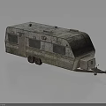 Vintage Weathered Rustic Caravan Trailer Exterior With Windows Door And Hitch
