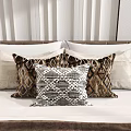 Elegant Decorative Throw Pillows With Mixed Patterns And Colors On Bedroom Bed 3d model