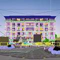 Modern Multi Story Residential Building Exterior With Green Landscaping Lawns And Pathways