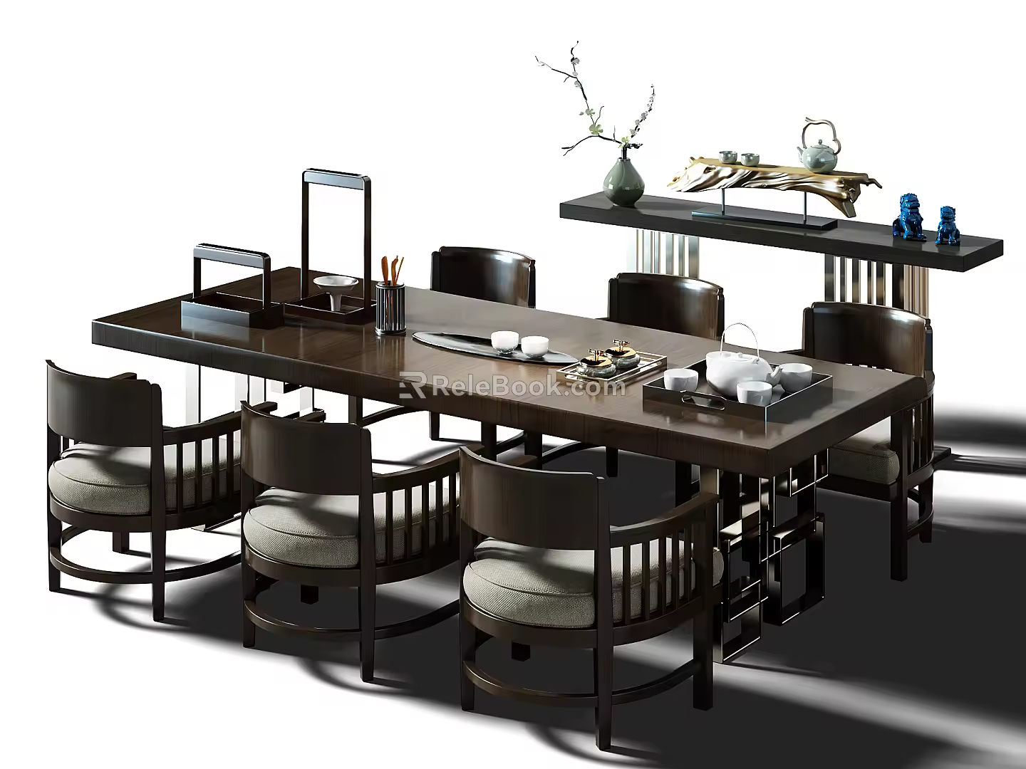 New Chinese Dining Table and Chair Combination 3d model