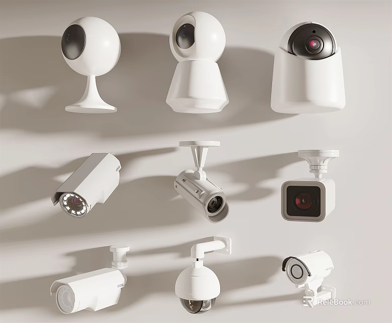 Various Projection Monitoring Camera Models Different Styles For Home And Office Security 3d model 