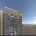 Modern High Rise Residential Building With Glass Curtain Wall Balconies And Top Design