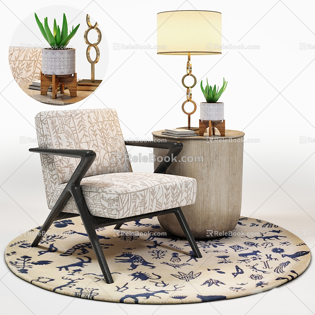 Capri Lounge Chair and RH Side Table suit 3d model