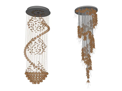 Elegant Crystal Chandeliers With Spiral Design And Gold Silver Fringe Decoration 3d model