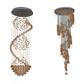Elegant Crystal Chandeliers With Spiral Design And Gold Silver Fringe Decoration