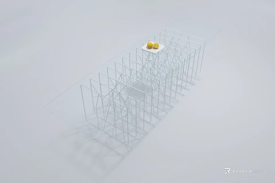 Clear Glass Top Coffee Table With Geometric Metal Frame And Minimalist Design Fruit Bowl Decoration 3d model 